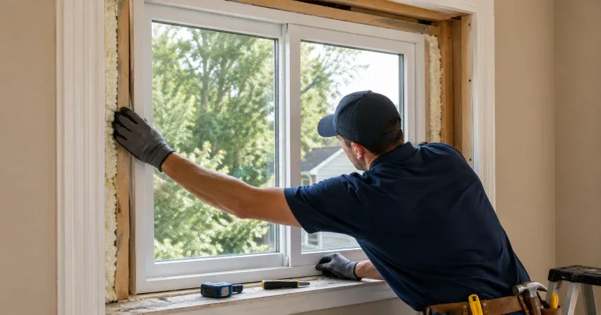 close-up of Low-E glass coating on an insulated window Orillia