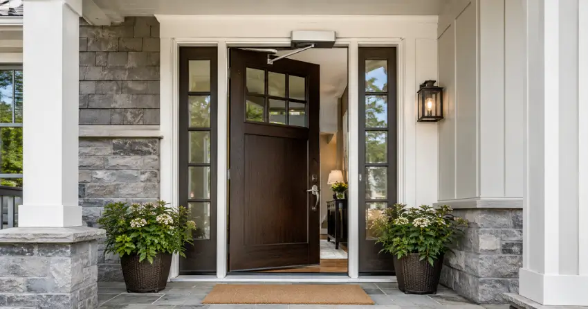 residential automatic door opener installed on exterior entry door in Couchiching Point, Orillia
