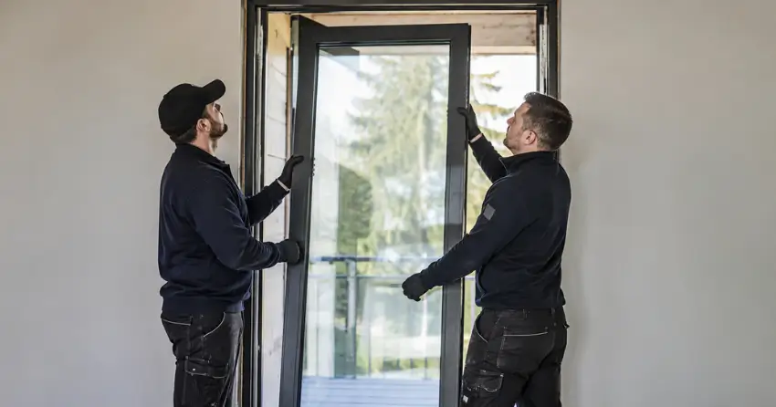 new glass panel being fitted into door frame in Orillia